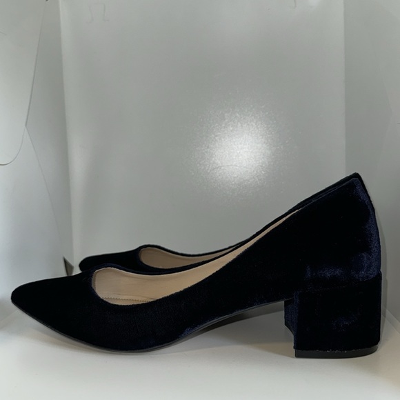 Zara Basic Navy Blue Velvet Block Heel Pumps Heels Women’s EU 39 - Picture 5 of 11